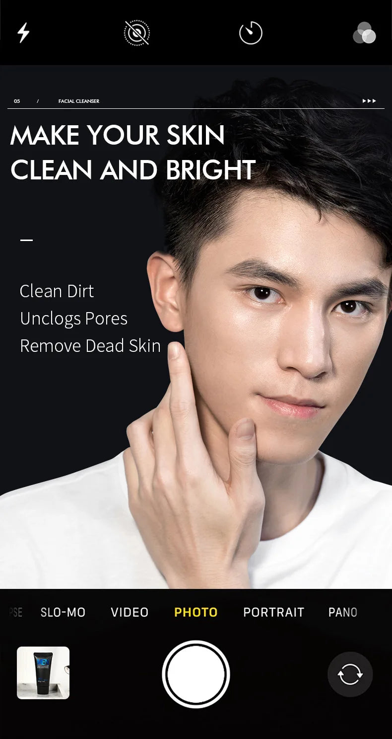 LAIKOU Men Face Cleanser 50g Deep Cleansing Oil Control Anti Acne Refreshing Moisturizing Facial Wash For Men Skin Care