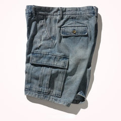 Retro Denim Utility Knee Shorts