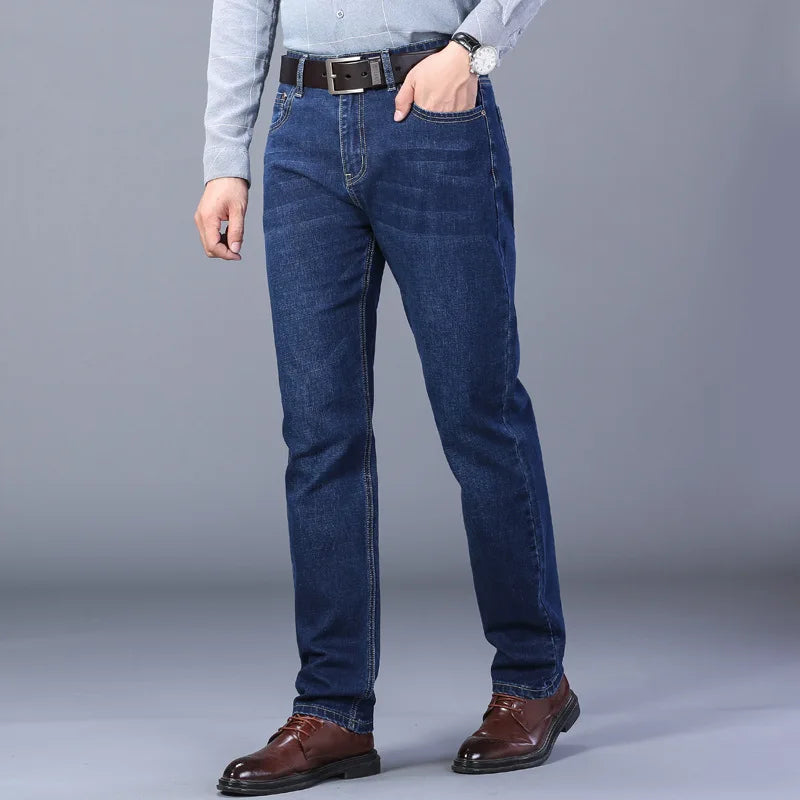 JEAN2026 Autumn/Winter New Men's Casual Pants, High-Quality Business Formal Sportswear Jeans, Straight-Leg Stretch Long Pants