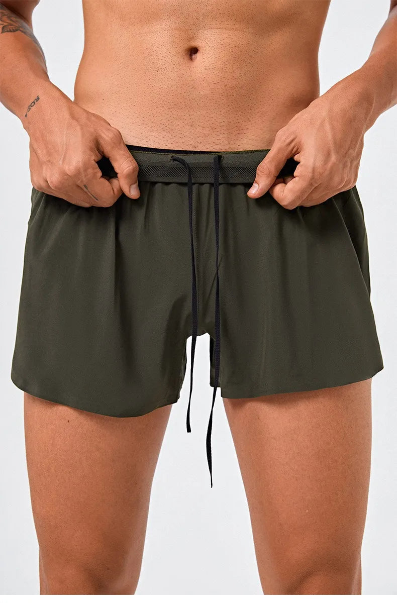 Men Marathon Racing Gym Sports Shorts Anti-escaping Lining Quick Dry Workout Training Fitness Jogging Short  Arrow Pants