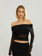Off-Shoulder Mesh Top