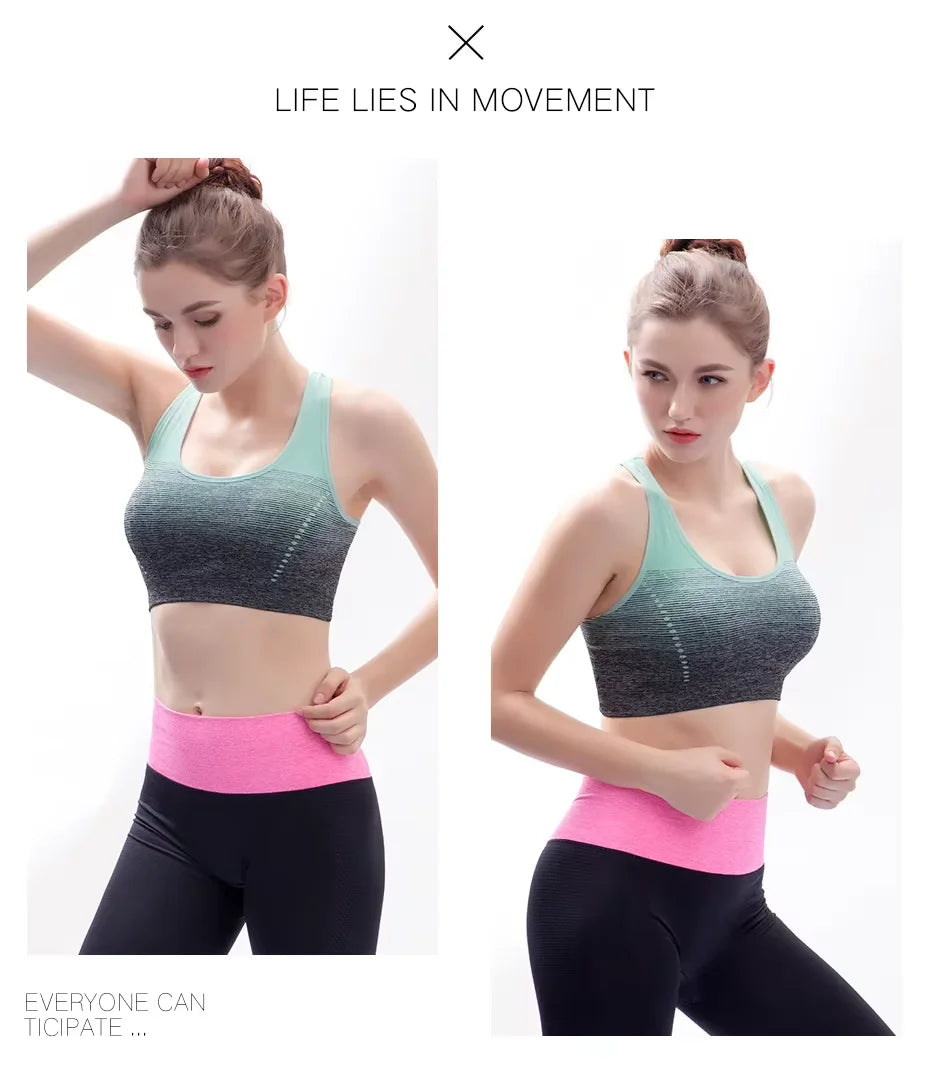 Sports Bra High Stretch Breathable Tops Fitness Women Padded for Running Yoga Gym Crop Bra Gradient Sports Bra for Workout Tops