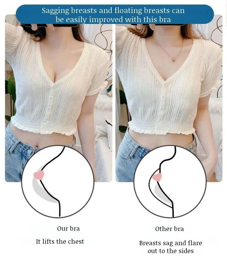 Women's Sports Bra AntiSagging Adjustable Small Breasts Love Heart Color Collision  Seamless High Elasticity Lift Shapewear