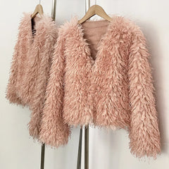 Fur Coat Eco-friendly Coats for Woman Artificial Winter Fur Coat Warm Women's Clothing New in Coats & Jackets Women Tops Stones