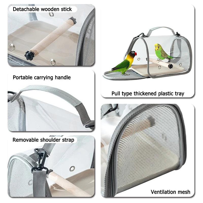Portable Bird Travel Bag With Stand & Removable Straps Breathable Design Suitable for Small Pets and Birds Parrots Hamsters