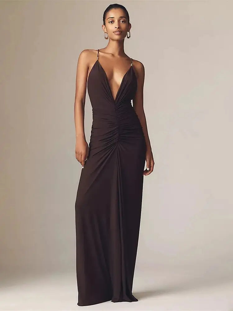 Elegant Evening Dress Pleated Straight Prom Dresses Sleeveless V-Neck Party Cocktail Gowns Wedding Guest Dress 2026 Customized