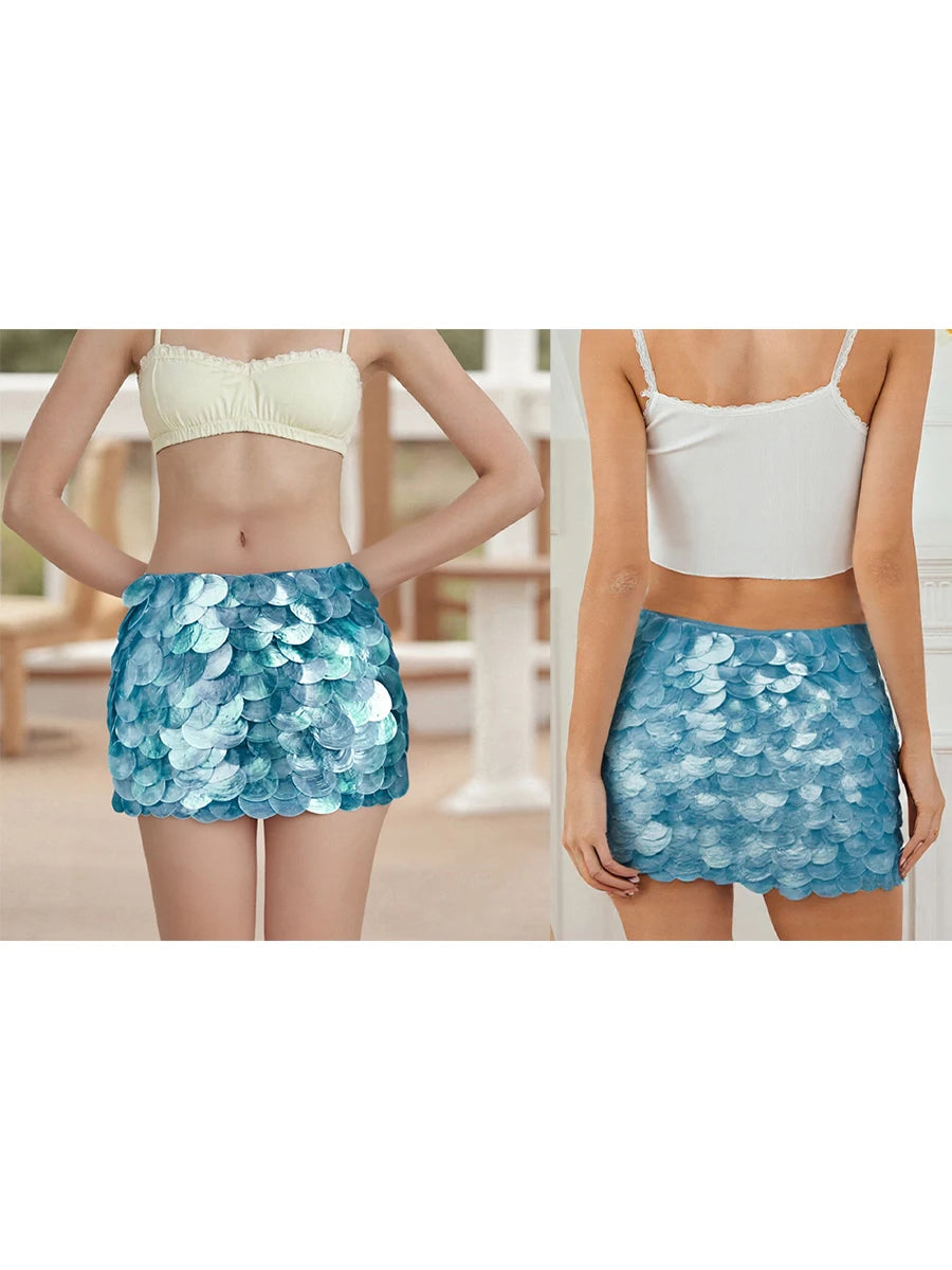 Y2K Women's Bling Fashion Mini Skirts Hotsweet Low Rise Sequins Skirts Spring Summer Casual Bodycon Skirts