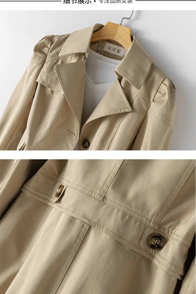Slim Double Breasted Long Trench