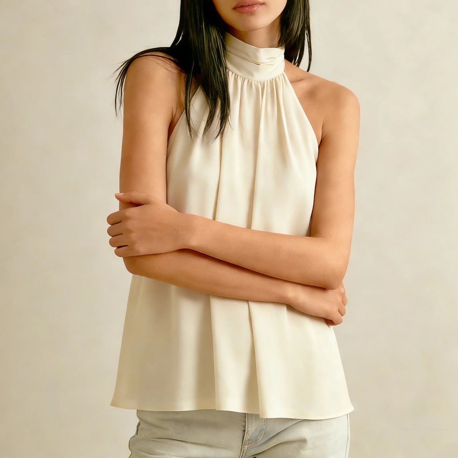 Women's Halter Tops Casual Loose Fit Stylish Solid Color Sleeveless Vest Suitable for Summer
