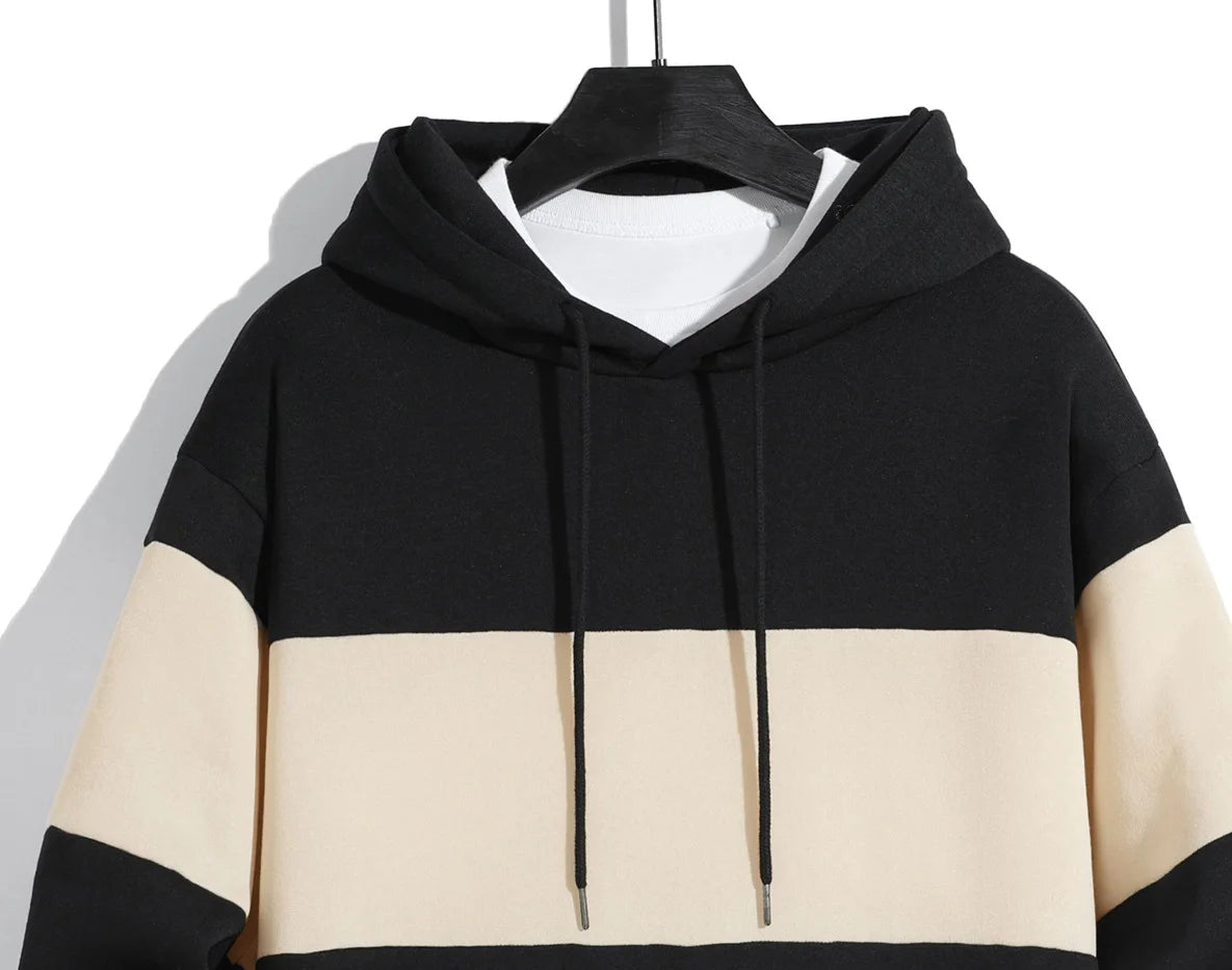 Men's patchwork color hoodie light fleece hoodie long sleeve hoodie sports hoodie