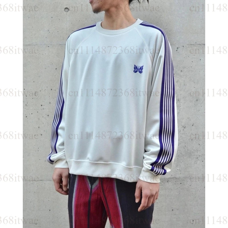 Unisex Embroidery Track Suit Striped Tape Zip‑Up Jacket Pants Set Casual Sportswear Outfit Long Sleeve Athletic Tracksuit Set