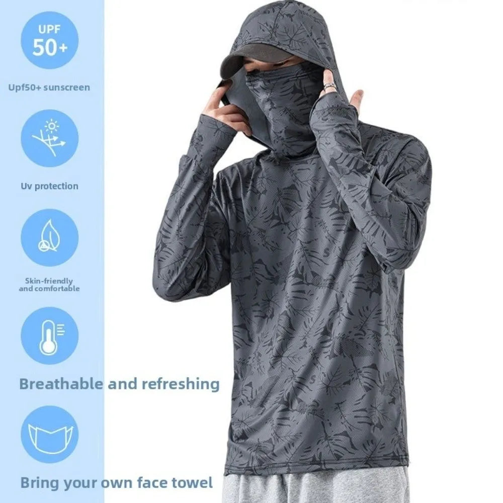 Hooded Design Fishing Shirt Summer Mask Lightweight Material Hooded Fishing Clothes Performance Fabric Outdoor Hoodie