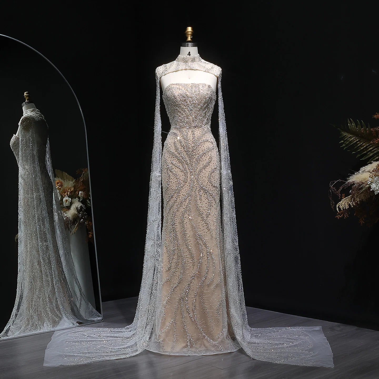 Sharon Said 2026 Luxury Evening Party Gowns Women' s Wedding Prom Dresses with Flowing Sleeves Elegant Mermaid SS663 Customized