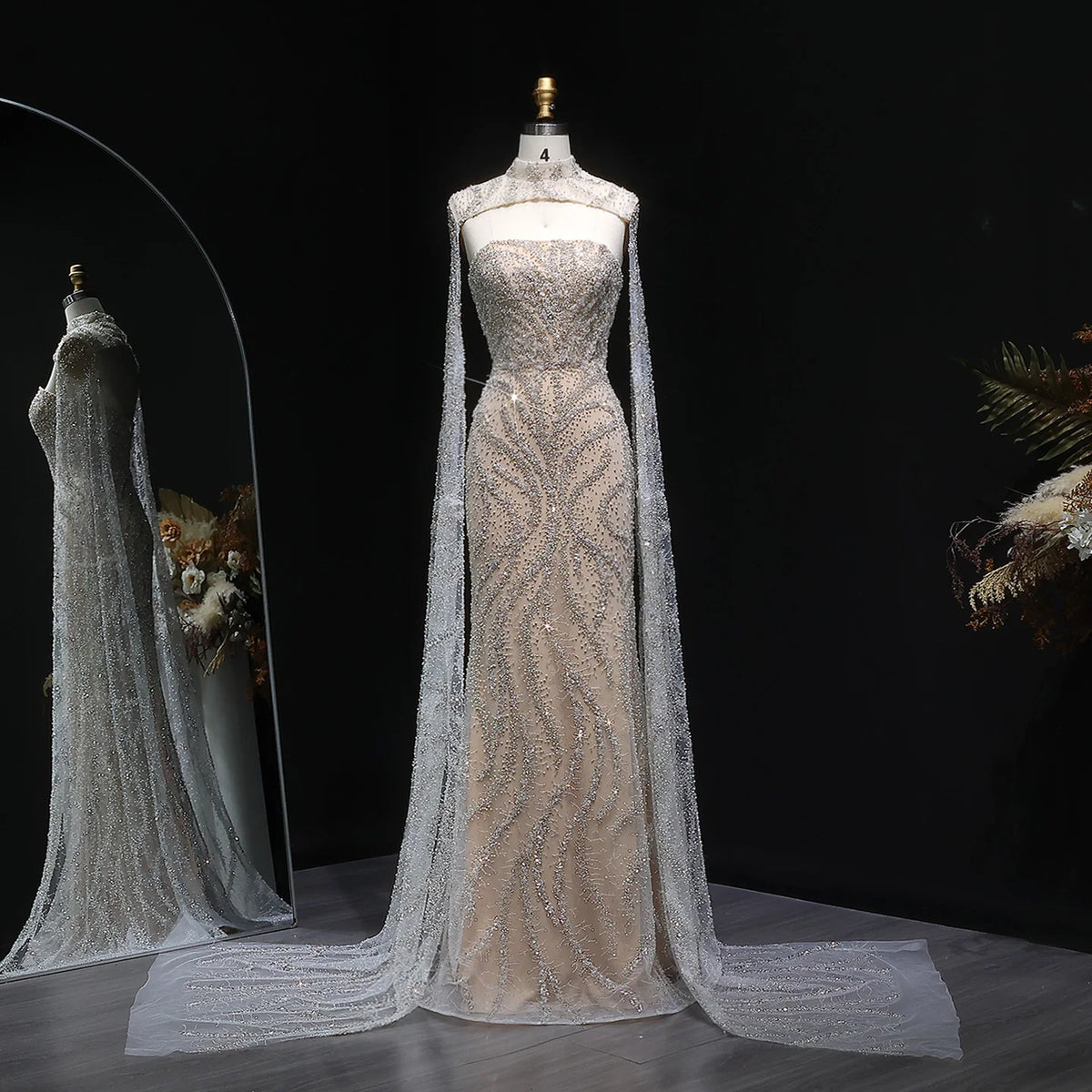 Sharon Said 2026 Luxury Evening Party Gowns Women' s Wedding Prom Dresses with Flowing Sleeves Elegant Mermaid SS663 Customized