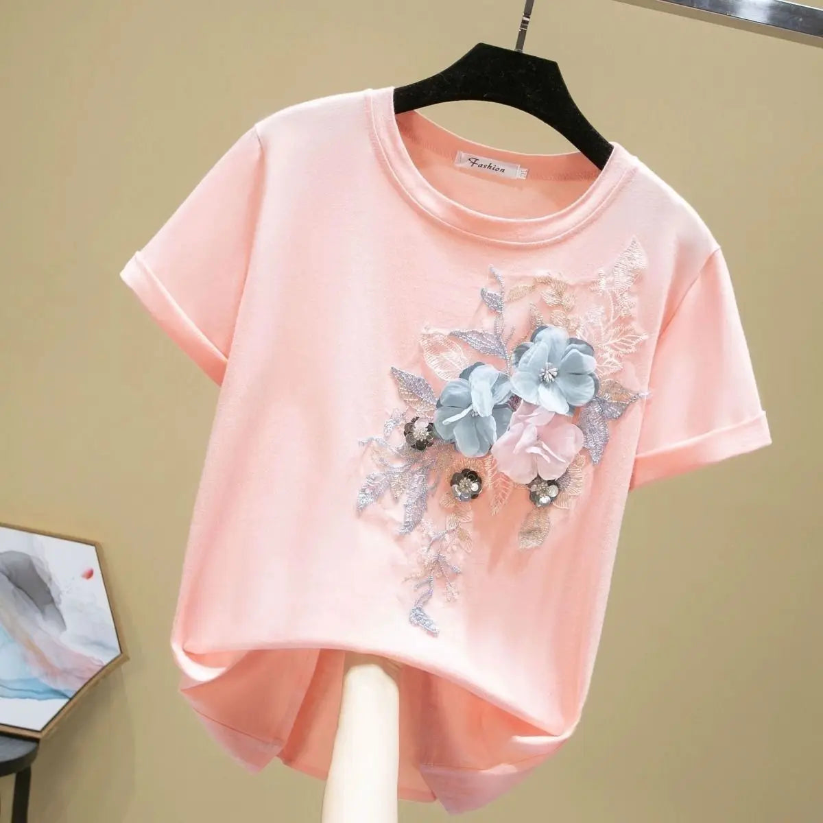 Korean Style Embroidered Summer Tee