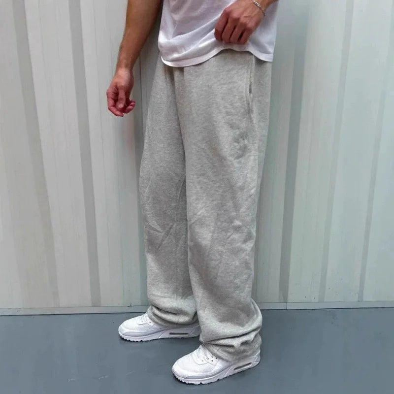autumn winter man/woman Jogging Straight Sweatpants Street Style wide leg pants Casual Solid colors versatile Loose Men's Pants