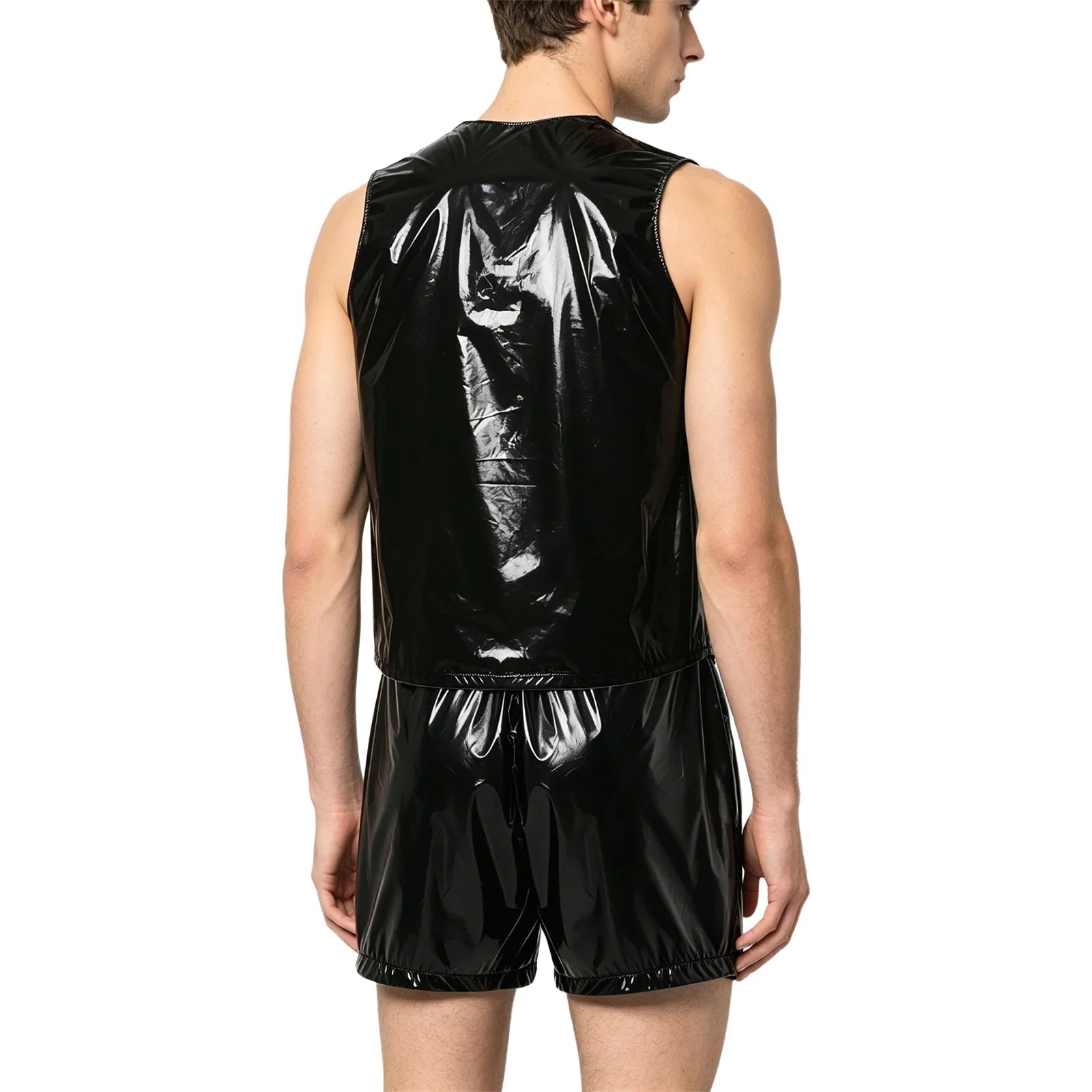 Mens Special Needs Waterproof Sweat Tracksuit Tank Tops And Sides Buttons Boxer Shorts Two Pieces Outfit Adaptive Clothing