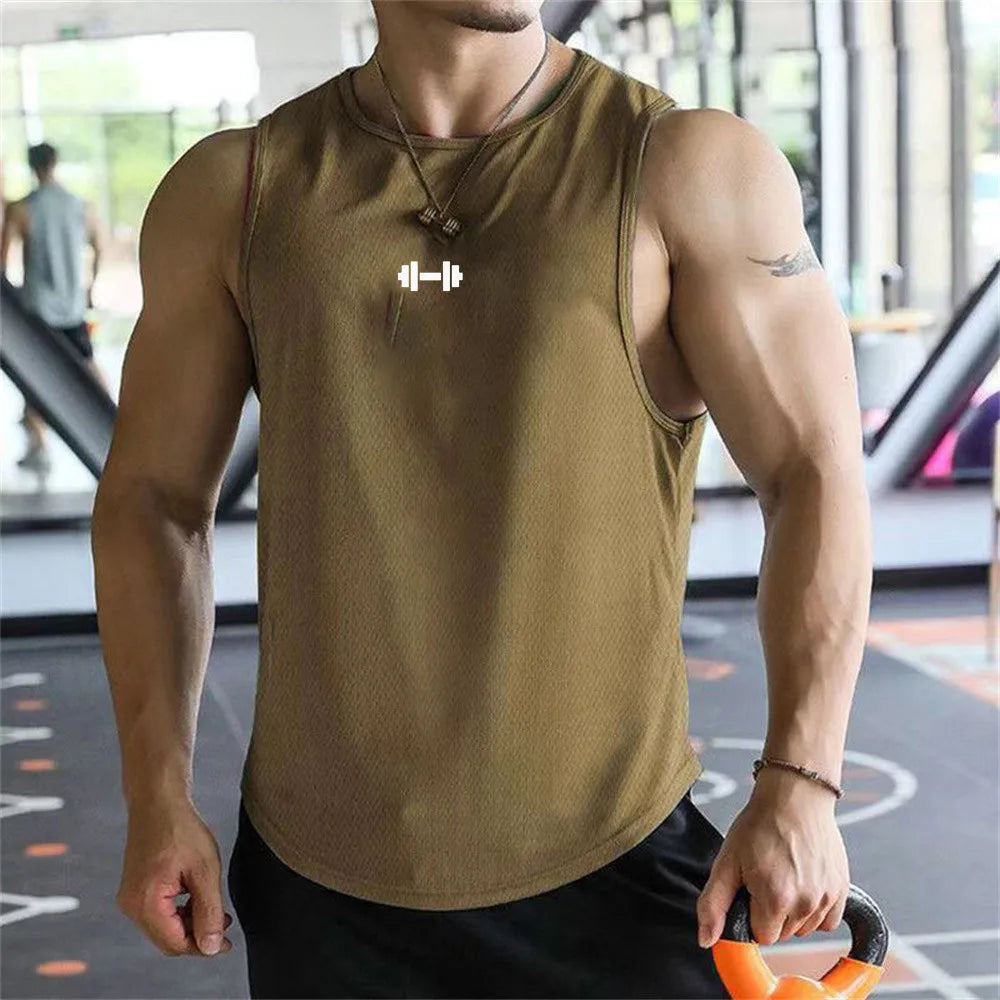 Summer Men's Tank Top Fitness Training Clothing Quick-drying Loose Bodybuilding Sleeveless Shirt Men Fashion Basketball Vest