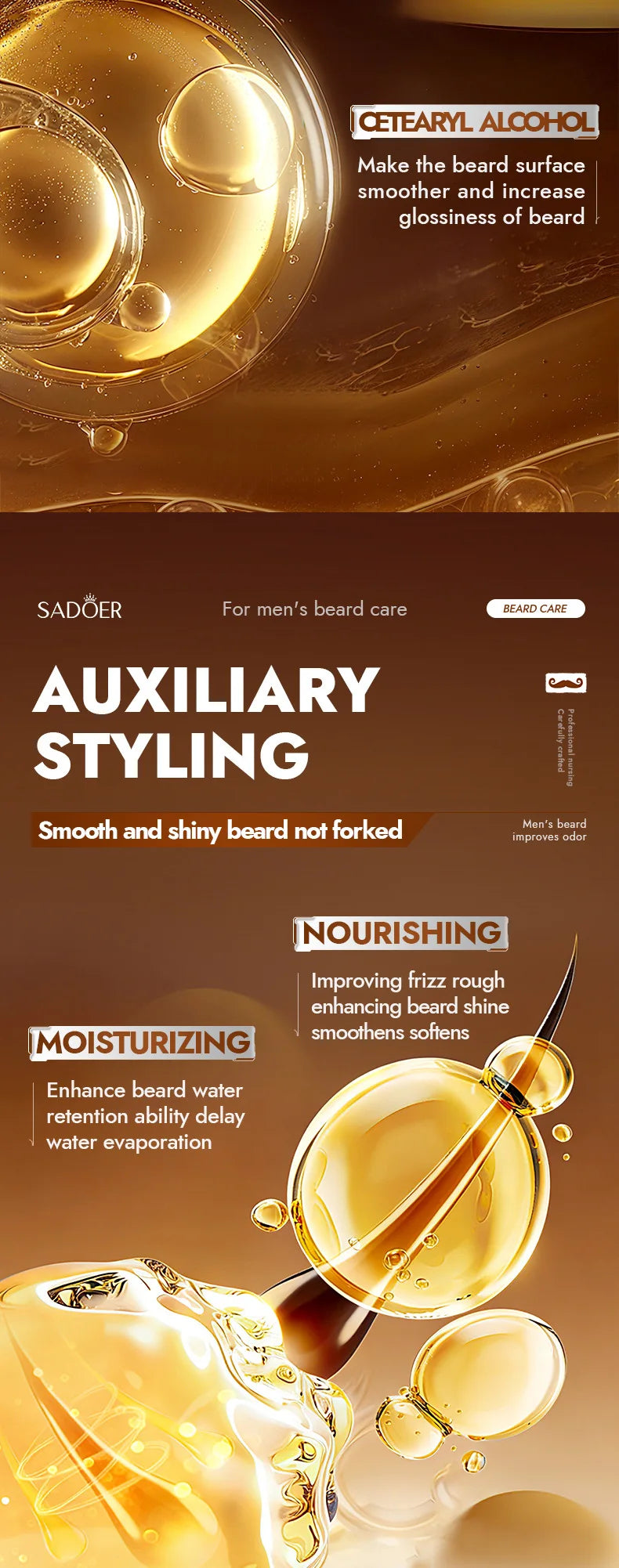 Men's Sandalwood Beard Care Balm Tame Unruly Hairs, Deeply Cleanse & Moisturize Dry Beards, Promote Healthie Thicker Facial Hair