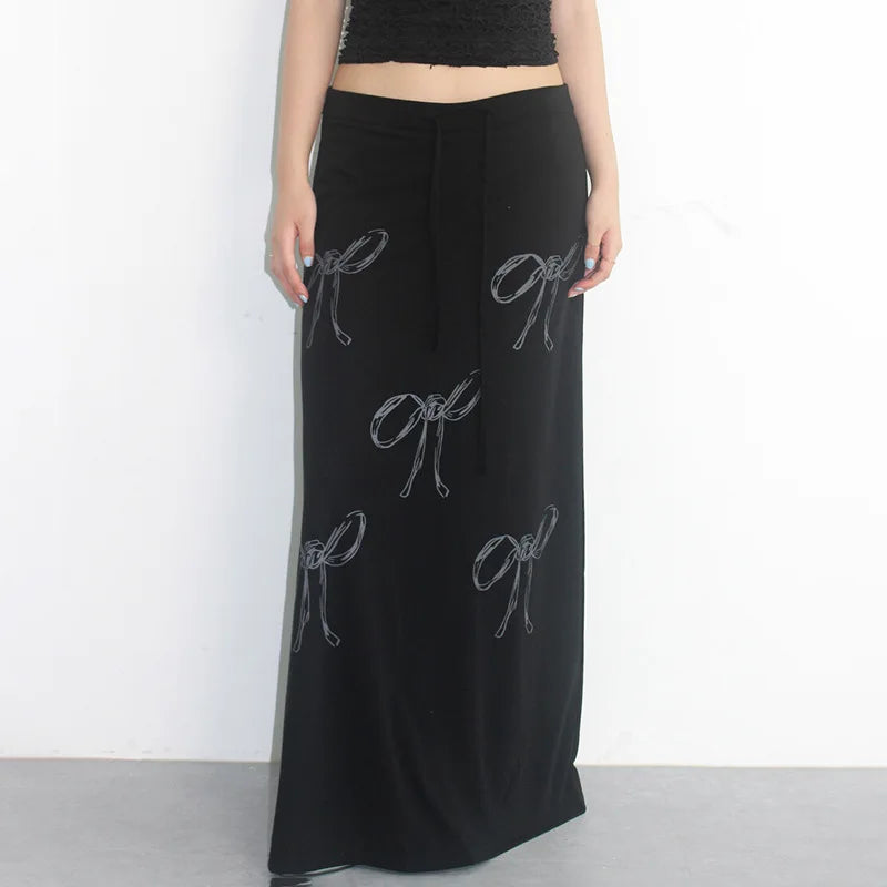 High-Waist Drawstring Ankle-Length Skirt