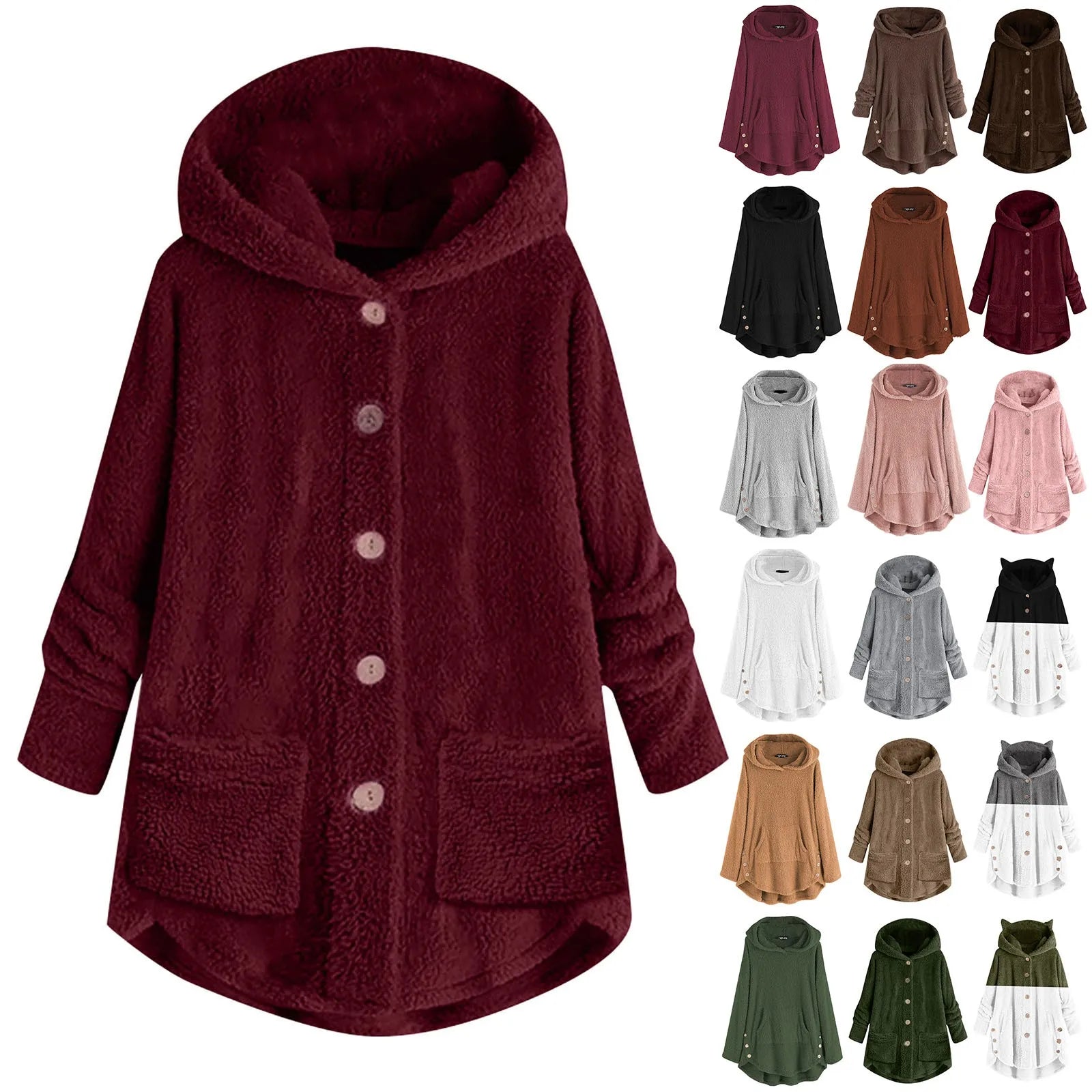 Plush Asymmetric Winter Casual Coat