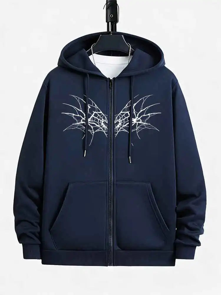Men's Gothic Printed Zipper Hoodie Street Hoodie
