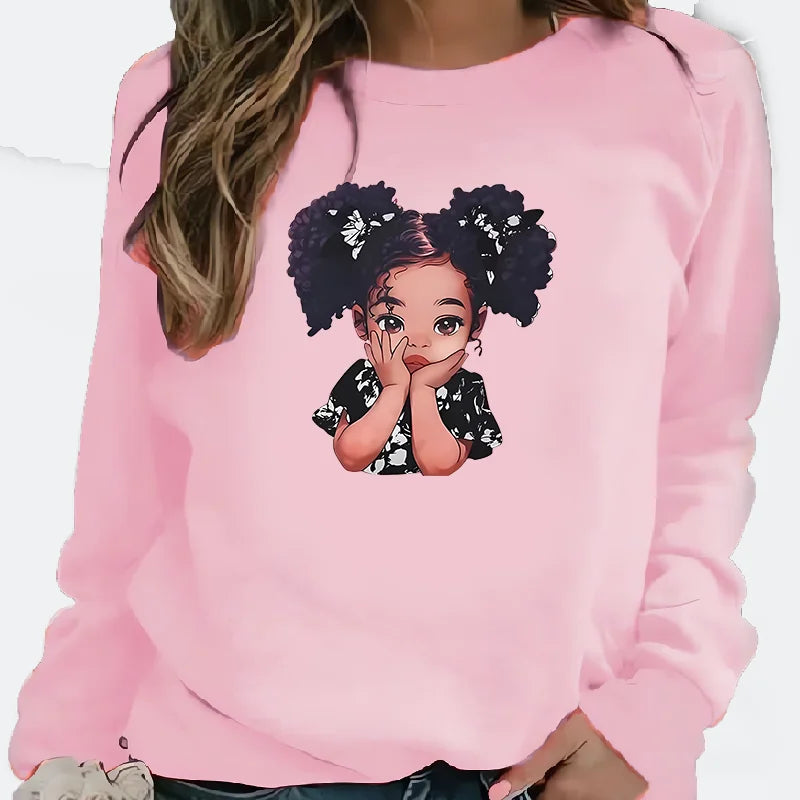Printed Fleece Pullover Women Hoodie