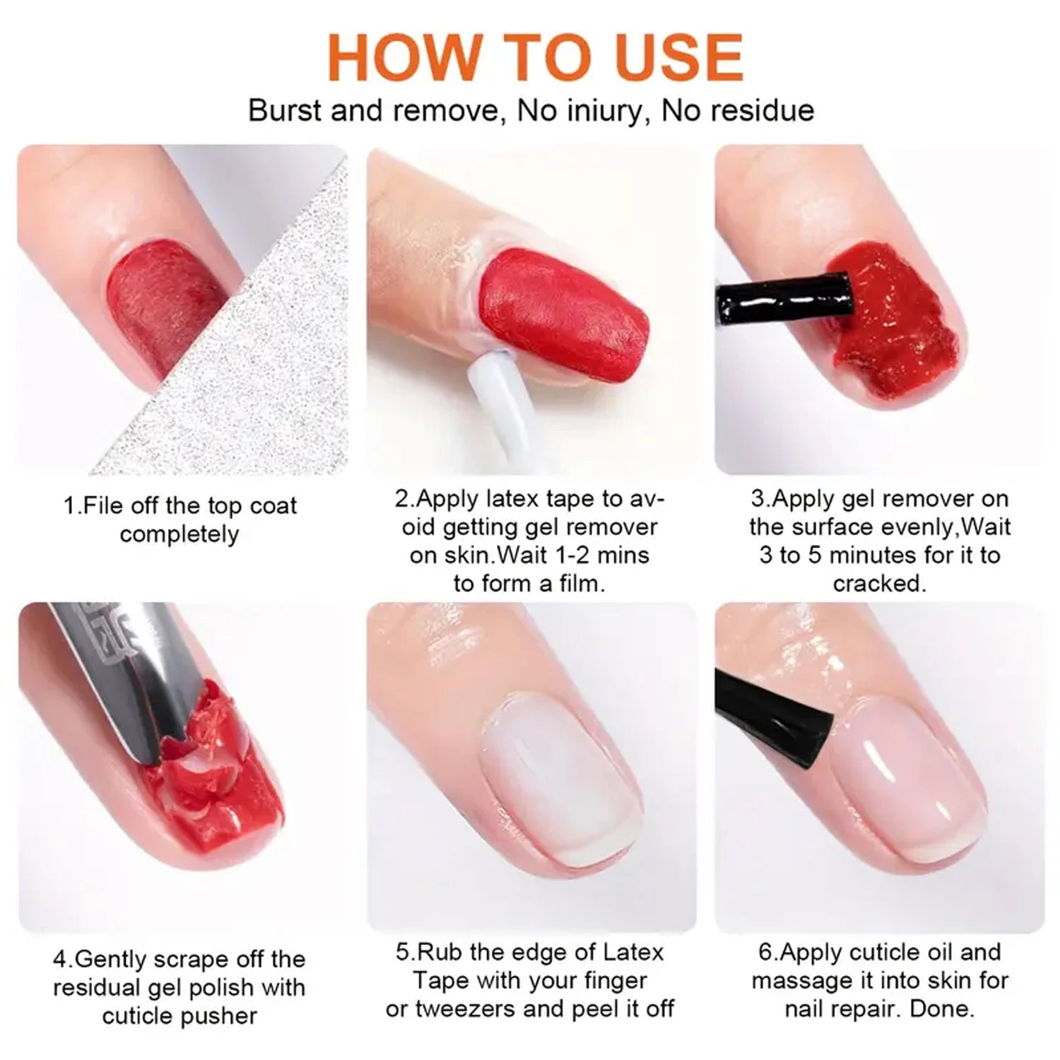 Nail Polish Gel Remover Set,2-5 Minutes Quick Remover Polish,With Gel Nail Polish Remover ,Nail  Latex Tape,For Nail Salon Care