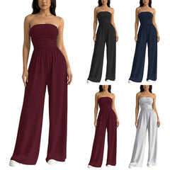 Strapless Wide Leg Casual Jumpsuit