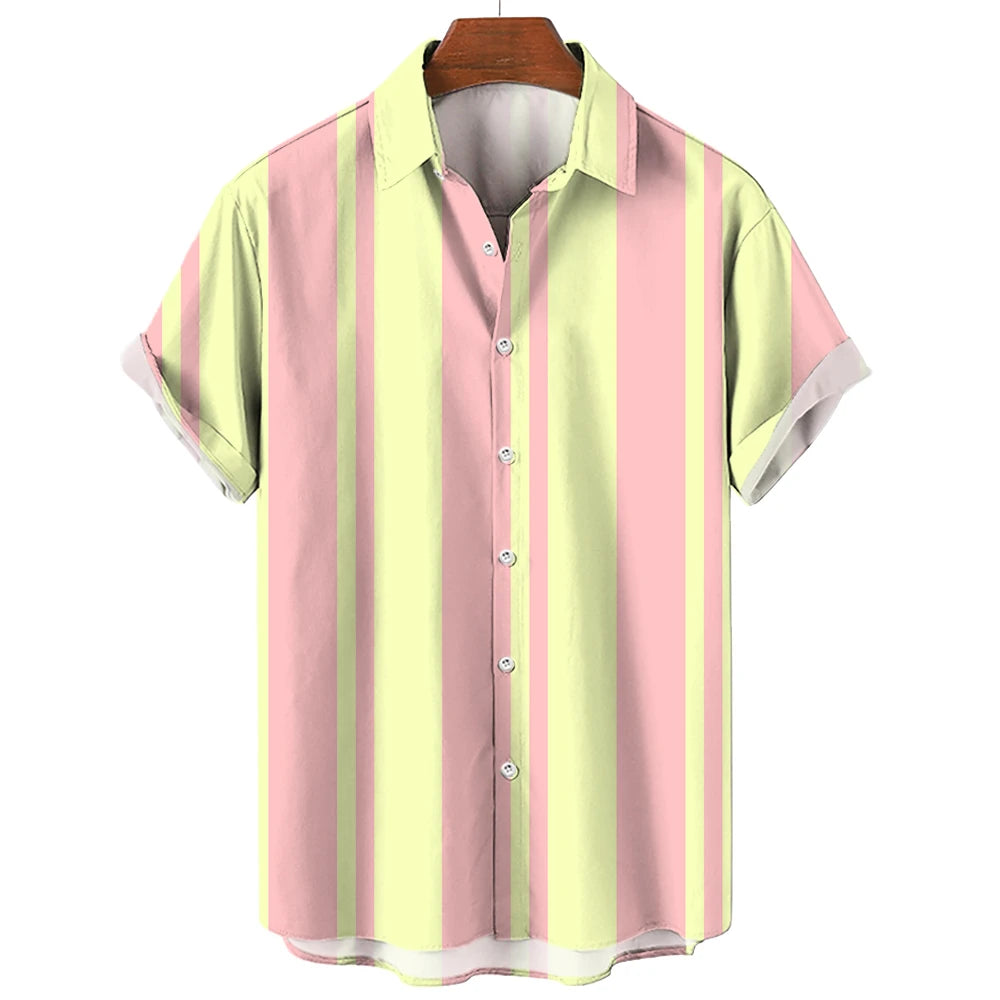 Striped Hawaiian Casual Shirt Men