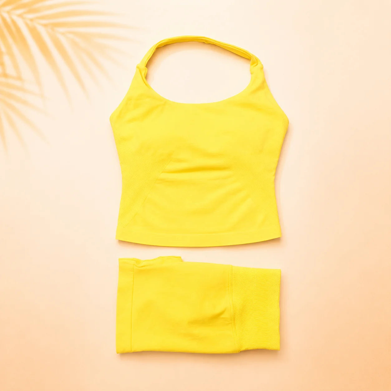 Women Seamless Yoga Set Halter Sports Bra Scrunch Butt Shorts 2 Piece Gym Workout Fitness Activewear High Waist Athletic Outfit