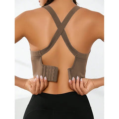 Sports and Beautiful Back Bra Set, Cross-Back Sports Bra, No Chest Pad, Adjustable Size, and Can Be Worn Inside Normally