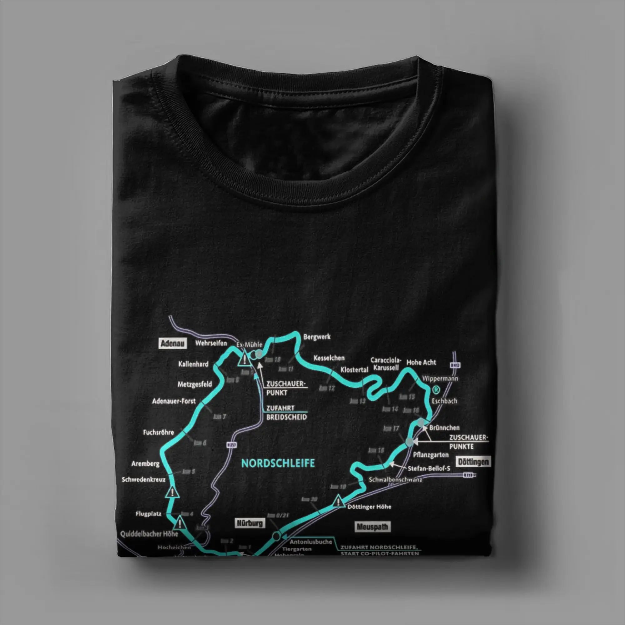 Men T-Shirt Nürburgring Nordschleife Germany Track Map Photographic Blue Print T Shirts Trending Beach Tees  Casual 1Cotton Tops