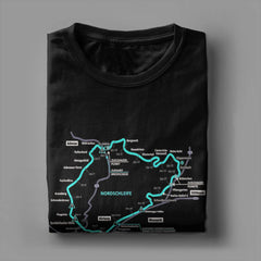 Men T-Shirt Nürburgring Nordschleife Germany Track Map Photographic Blue Print T Shirts Trending Beach Tees  Casual 1Cotton Tops