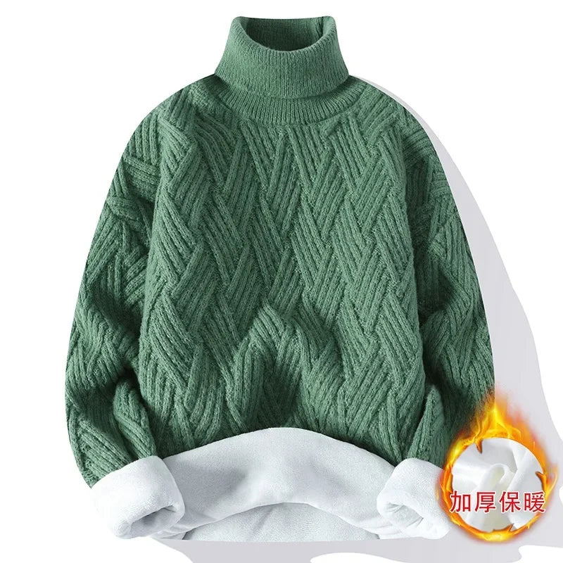 New Winter Men Fleece Warm Turtlenecks Sweaters Man Loose Casual Knitted Pullovers High Quality Male Pullovers Thicker Clothing