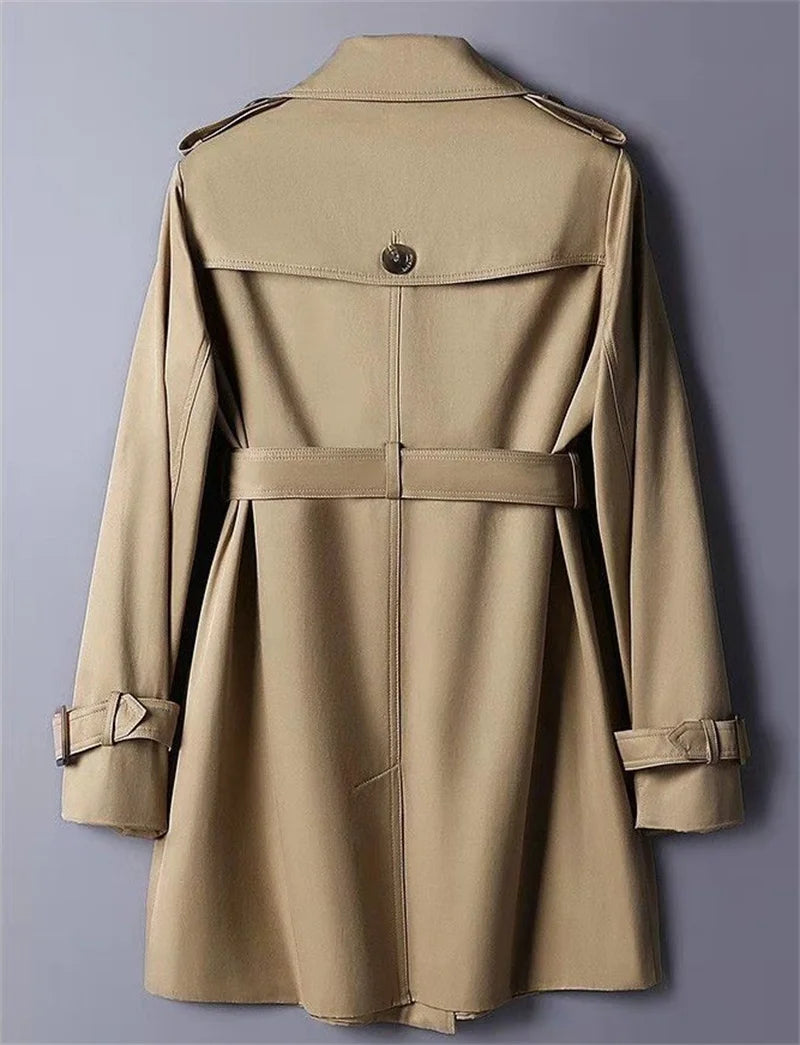 Double-Breasted Tie-Waist Trench Coat for Women