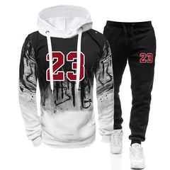 Mens Tracksuit Sports Printed Single Piece Sweatshirt Sweatpants Daily Jogging Mens Clothing Casual Splash-ink Hoodie Pants 2025