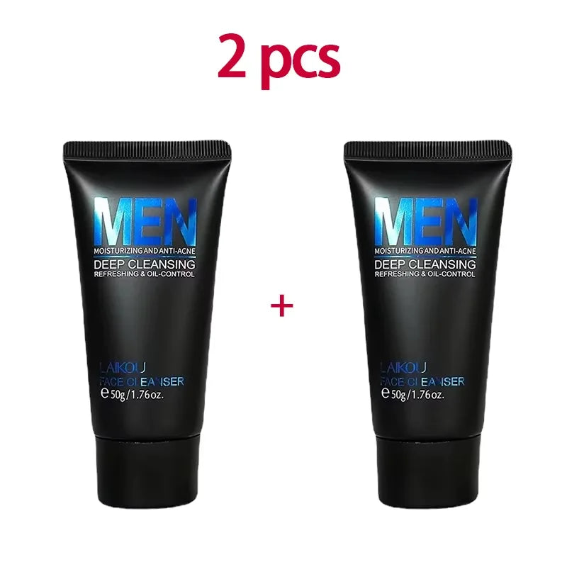 LAIKOU Men Face Cleanser 50g Deep Cleansing Oil Control Anti Acne Refreshing Moisturizing Facial Wash For Men Skin Care