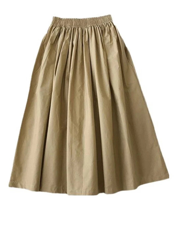Elegant High Waist Pleated Midi