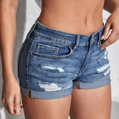 Split Cuff Denim Beach Shorts