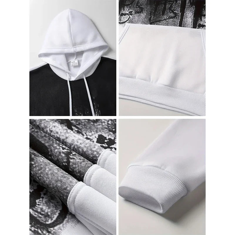 Men's Hoodie High Quality Hooded Long Sleeve Ink-splashed Sweatshirt Autumn Winter Daily Casual Sporty Jogging Fashion Outwear