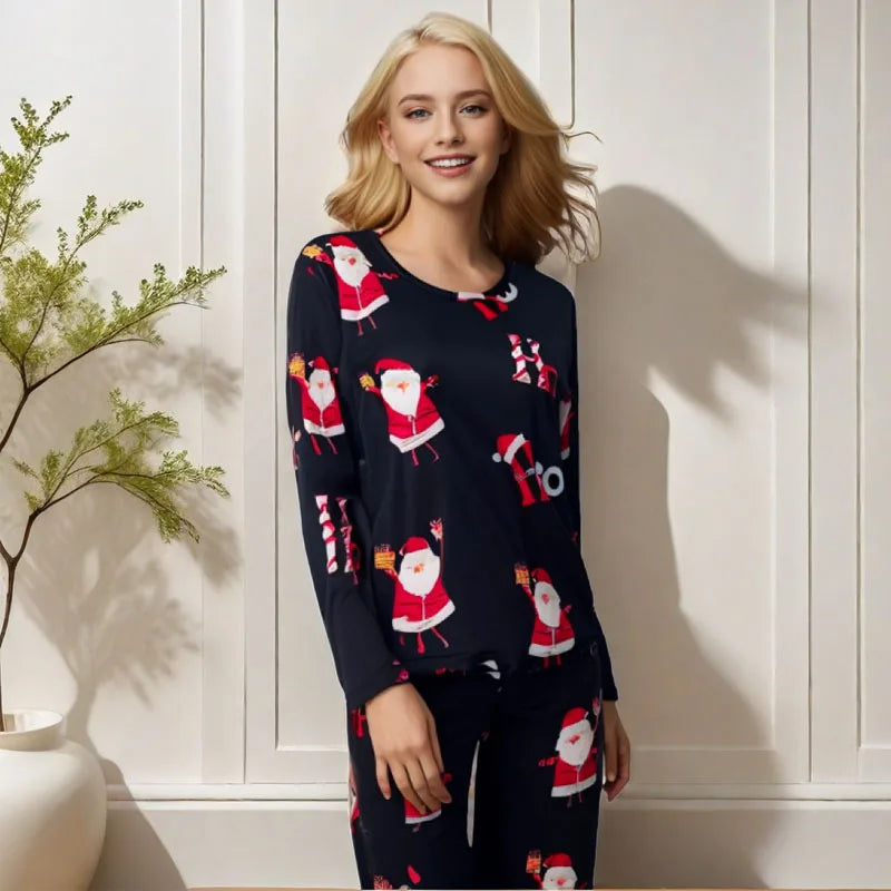 Santa Print Winter Pajama Set