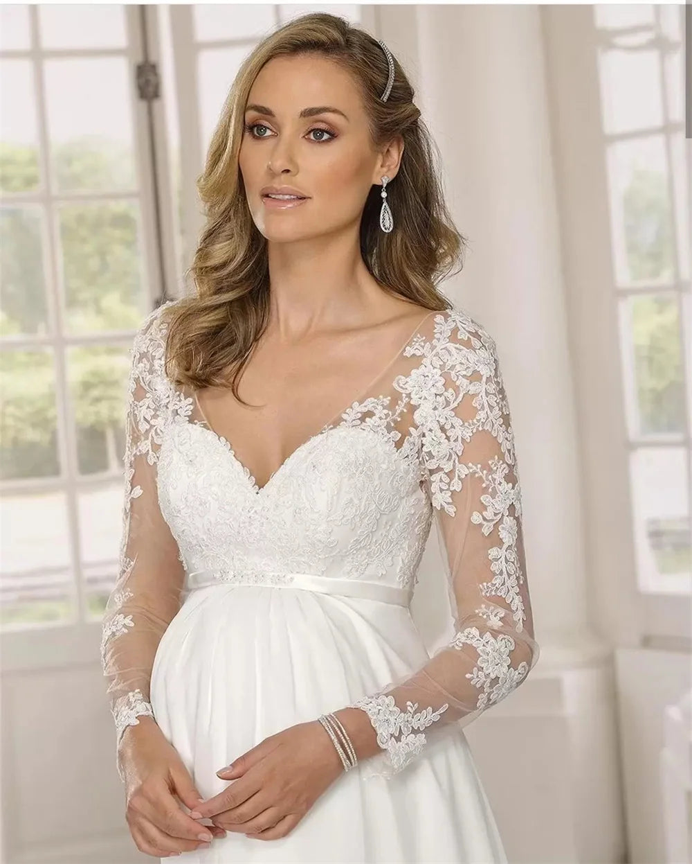 Maternity Boho Lace Wedding Gown