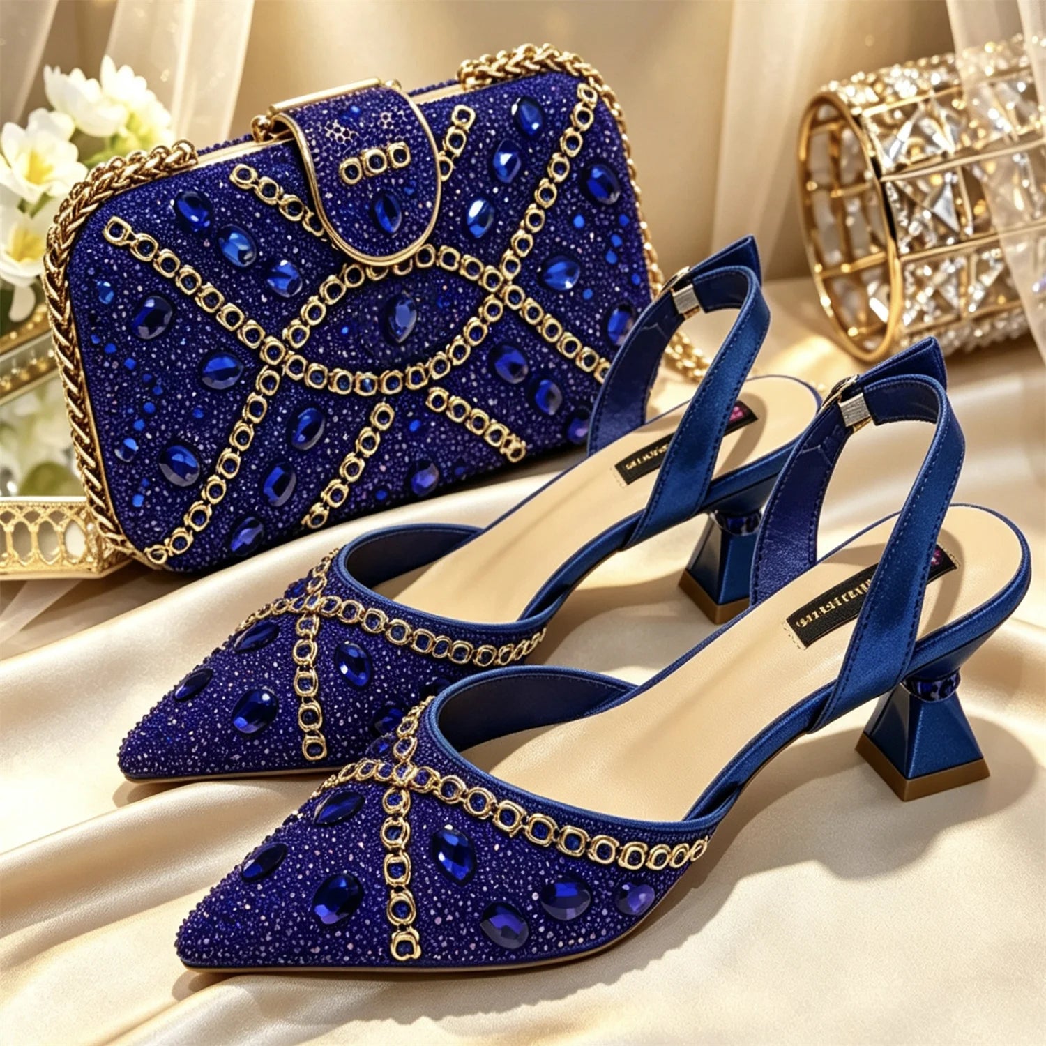 Pointed Toe High Heels Shoes and Matching Bag Set Women Fashion PU Leather Pumps Shoulder Bag Party Wedding Dress Footwear Handb