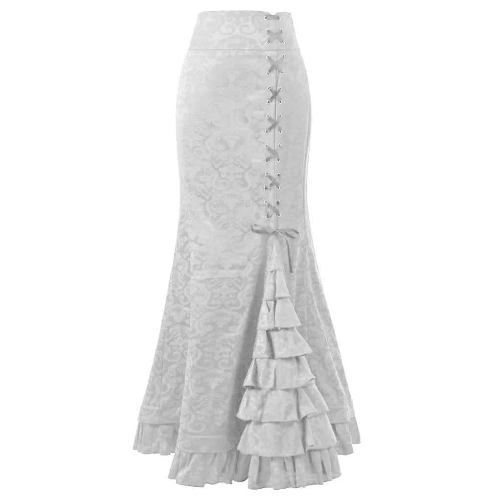 Long Skirts Women Punk Fish Tail Skirt Vintage Gothic New High Waisted Temperament Goth Skirt Festival Party Wear Woman Clothes