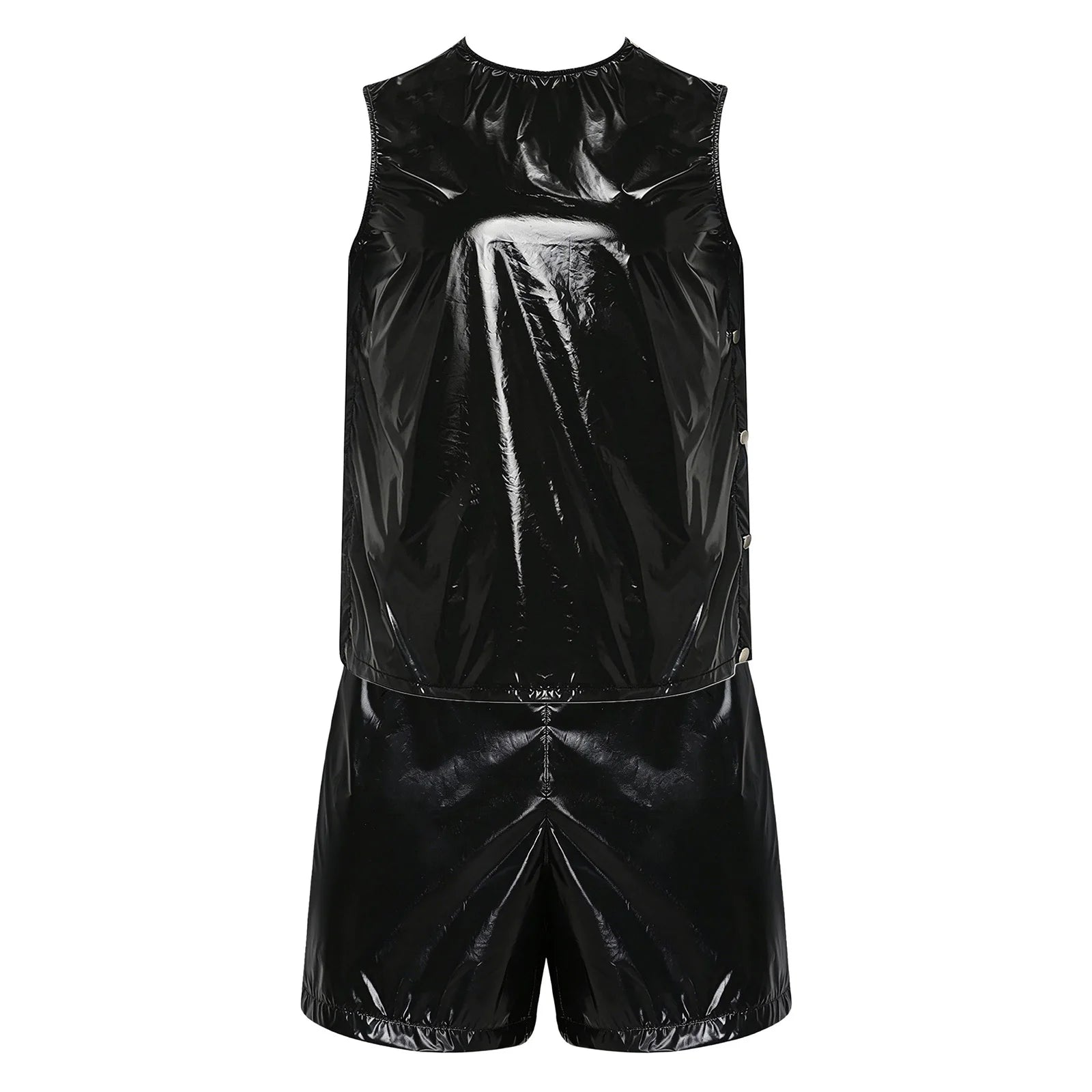Mens Special Needs Waterproof Sweat Tracksuit Tank Tops And Sides Buttons Boxer Shorts Two Pieces Outfit Adaptive Clothing