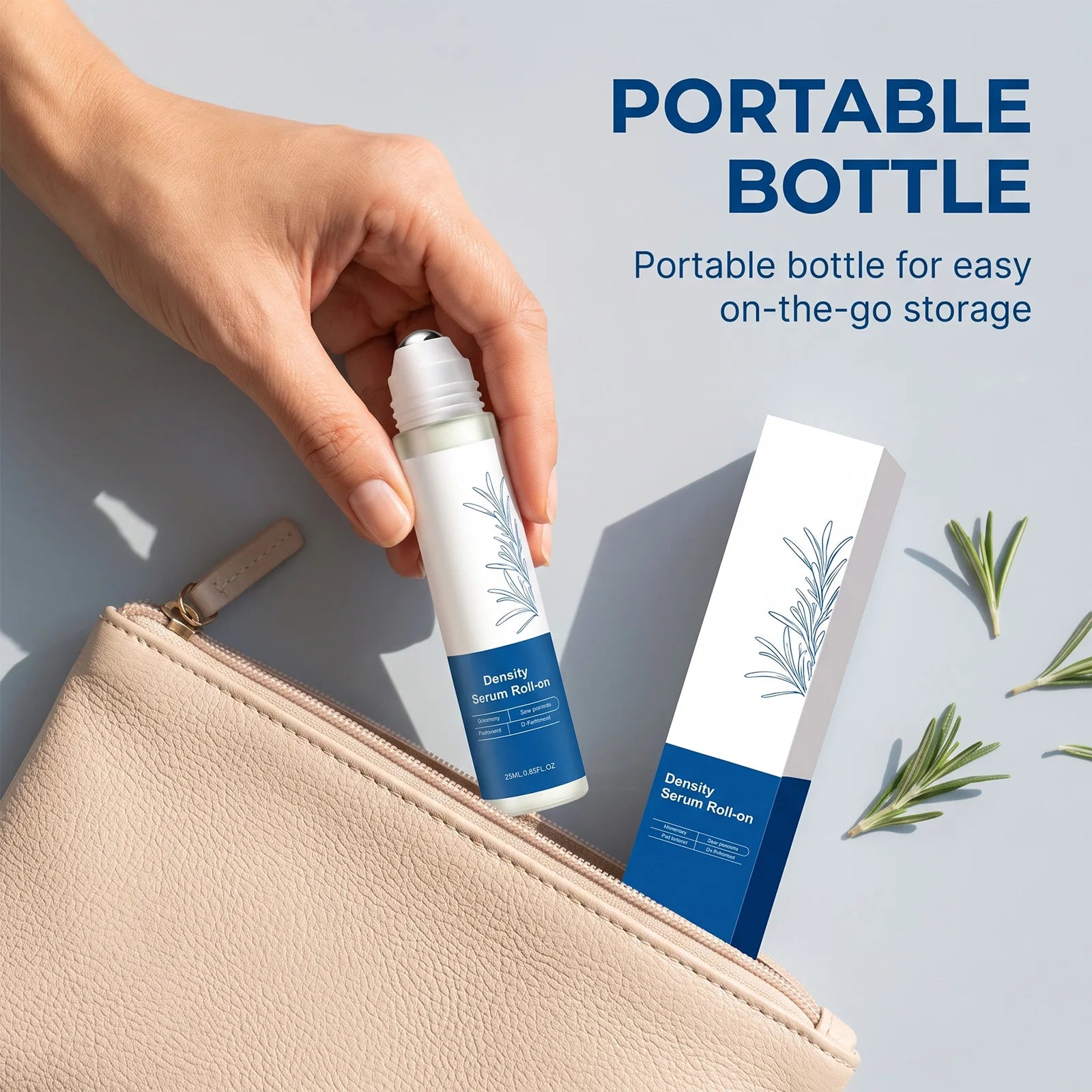 Roll On Hair Serum Leave In Care Scalp Oil Balancing Non Greasy Smooth Frizz Portable Touch Up with Rosemary Extracts 25ml