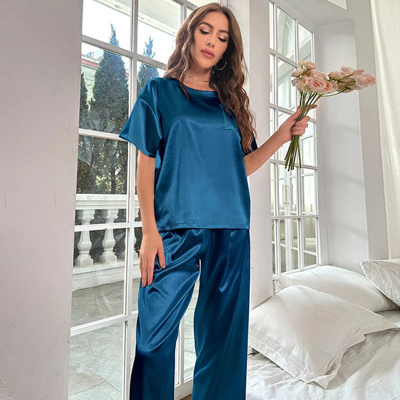 Pink Satin Short Pajama Set
