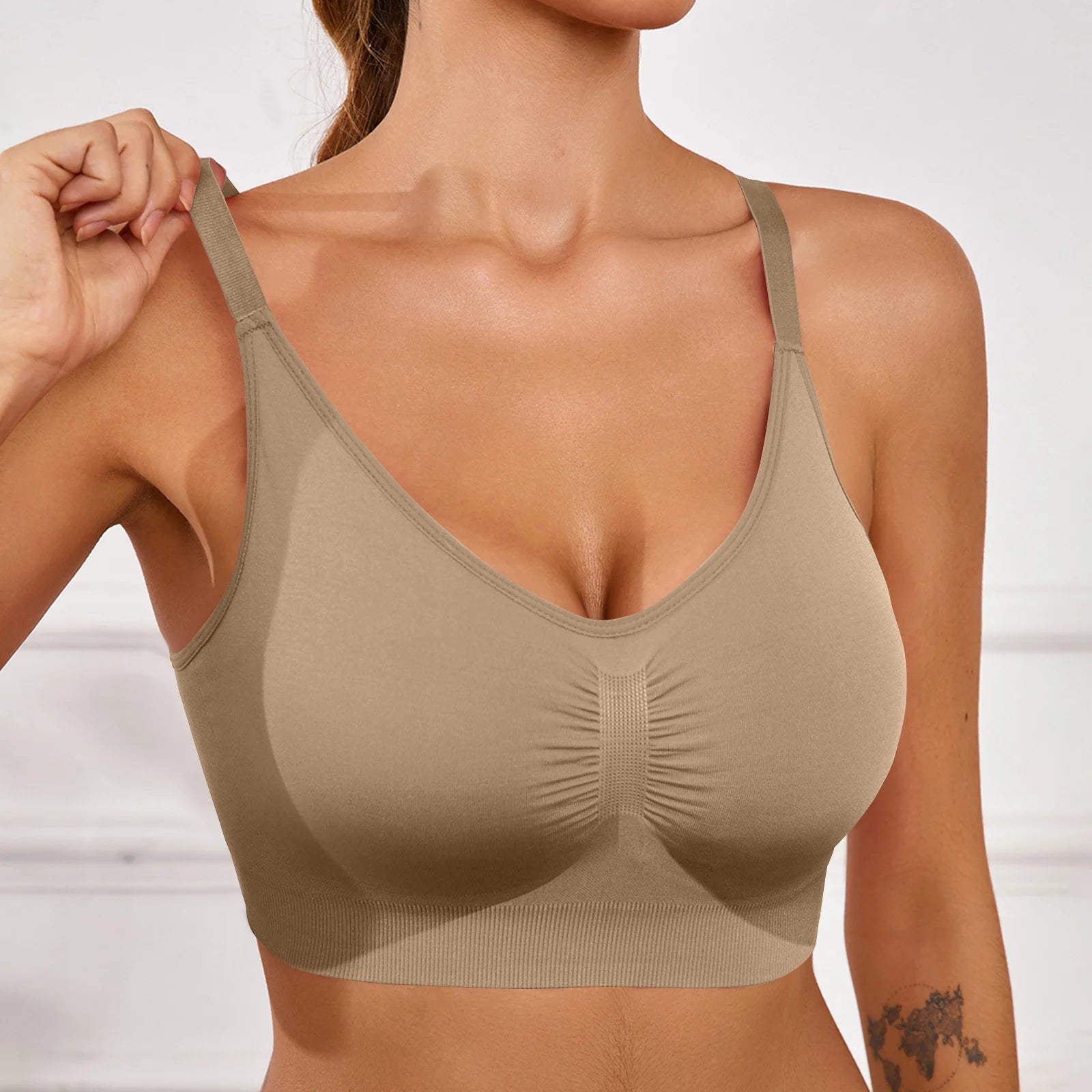 Sports Bras For Women Wireless Soft Workout Bra Full Coverage Push Up Bralettes Seamless Crop Cami Bra For Yoga