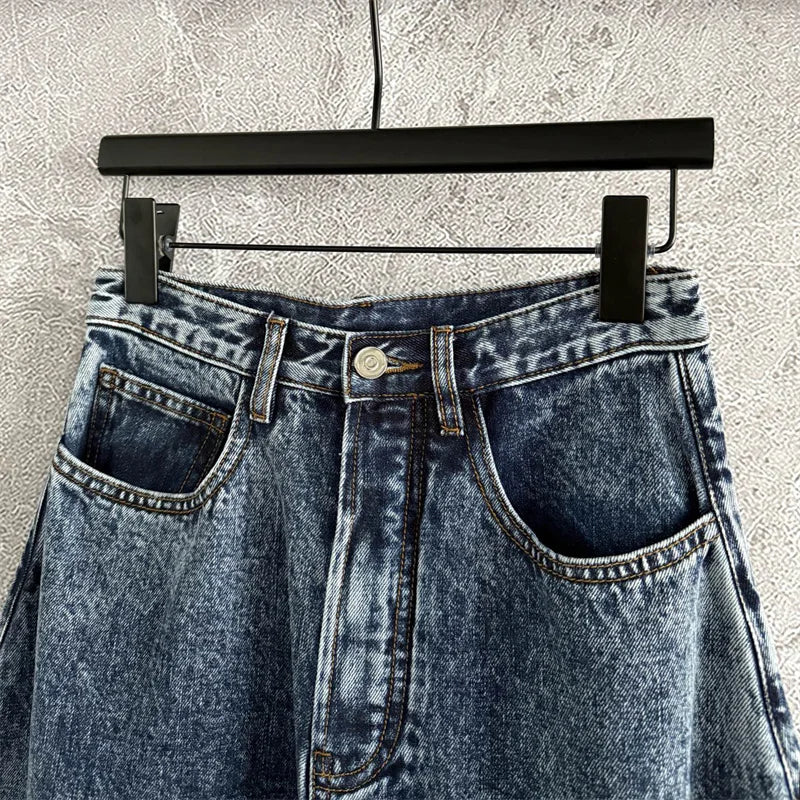 High Waist Straight Denim Pants